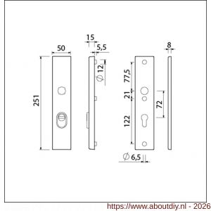 Ami VHB 251/15 KT veiligheidslangschild SKG*** kerntrekbeveiliging VHB 251/50/15 buiten kerntrek KT 72 en binnen profielcilinder PC 72 zwart deurdikte 38-42 mm - A10901518 - afbeelding 2