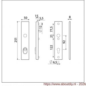 Ami VHB 251/15 KT veiligheidslangschild SKG*** kerntrekbeveiliging VHB 251/50/15 buiten kerntrek KT 92 en binnen profielcilinder PC 92 zwart deurdikte 38-42 mm - A10901519 - afbeelding 2