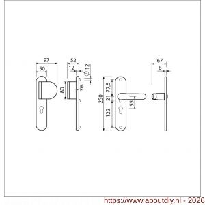 Ami VHB 250/50/1-90/83-378 veiligheids Rotaveer duwer-kruk langschildgarnituur SKG*** Archi Design ovaal VHB 250/50/1 profielcilinder PC 55 deurduwer 90/83 rechts en deurkruk 378 Rota Irox deurdikte 38-42 mm - A10900951 - afbeelding 2