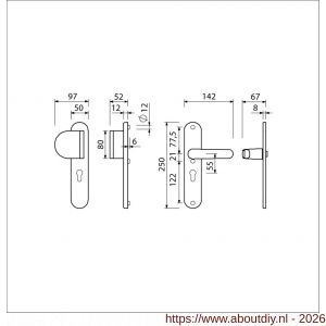 Ami VHB 250/50/1-90/83-378 veiligheids Rotaveer duwer-kruk langschildgarnituur SKG*** Archi Design ovaal VHB 250/50/1 profielcilinder PC 55 deurduwer 90/83 links en deurkruk 378 Rota Irox deurdikte 38-42 mm - A10900950 - afbeelding 2