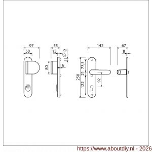 Ami VHB 250/15-90/83-378 KT veiligheids Rotaveer duwer-kruk langschildgarnituur SKG*** kerntrekbeveiliging Archi Design VHB 250/15 kerntrek KT 92 deurduwer 90/83 rechts en deurkruk 378 Rota Irox deurdikte 38-42 mm - A10901091 - afbeelding 2