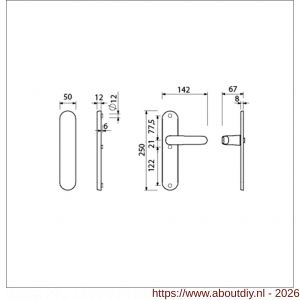 Ami VHB 250/50/1-378 veiligheids Rotaveer kruk-kruk langschildgarnituur SKG*** ovaal VHB 250/50/1 geheel blind 250/50/1 blind deurkruk 378 Rota F1 deurdikte 53-57 mm - A10901221 - afbeelding 2