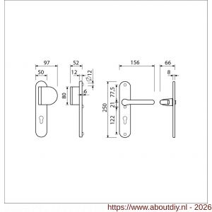 Ami VHB 250/50/1-90/83-386 veiligheids Rotaveer duwer-kruk langschildgarnituur SKG*** ovaal VHB 250/50/1 profielcilinder PC 72 deurduwer 90/83 rechts en deurkruk 386 Rota deurdikte 38-42 mm F1 - A10901129 - afbeelding 2