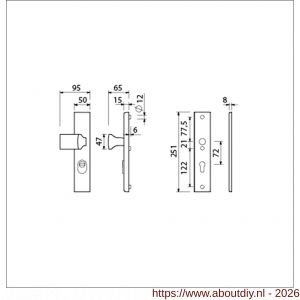 Ami VHB 251/15-144 KT senioren veiligheidsvoordeur-knoplangschildgarnituur SKG*** kerntrekbeveiliging omkeer VHB 251/50/15 kerntrek KT 72 omkeer knop 144 zonder deurkruk profielcilinder PC 72 omkeer F1 deurdikte 38-42 mm - A10901270 - afbeelding 2