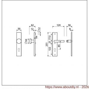Ami VHB 251/50-169/50 veiligheidsvoordeur-knoplangschildgarnituur SKG*** VHB 251/50 knop 169/50 buiten en binnen profielcilinder PC 85 deurkruk 332 F1 deurdikte 38-42 mm - A10901075 - afbeelding 2