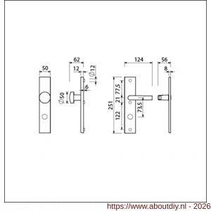Ami VHB 251/50-169/50 veiligheidsvoordeur-knoplangschildgarnituur SKG*** VHB 251/50 knop 169/50 buiten en binnen RC 22-73.5 en deurkruk 332 F1 deurdikte 38-42 mm - A10901077 - afbeelding 2