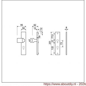 Ami VHB 251/50-144 veiligheidsvoordeur-knoplangschildgarnituur SKG*** VHB 251/50 profielcilinder PC 72 knop Varo 144 F1 profielcilinder PC 72 zonder deurkruk deurdikte 53-57 mm - A10901063 - afbeelding 2