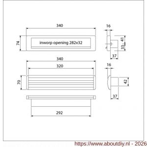 Ami EP 965 briefplaat-tochtklep met schacht aluminium F1 deurdikte 53-57 mm Climate Comfort - A10900015 - afbeelding 2