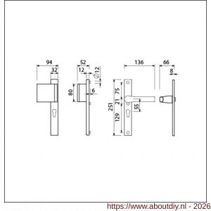 Ami VHB 251/32-90/80-379 veiligheids Rotaveer duwer-kruk smalschildgarnituur SKG** VHB 251/32 profielcilinder PC 55 deurduwer 90/80 links F1 en deurkruk 379 Rota 251/32 profielcilinder PC 55 deurdikte 53-57 mm - A10900818 - afbeelding 2