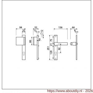 Ami VHB 251/32-90/80-379 veiligheids Rotaveer duwer-kruk smalschildgarnituur SKG** VHB 251/32 profielcilinder PC 92 deurduwer 90/80 links F1 en deurkruk 379 Rota 251/32 profielcilinder PC 92 deurdikte 53-57 mm - A10900822 - afbeelding 2