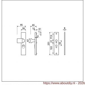 Ami VHB 251/15-144 KT veiligheidsvoordeur-knoplangschildgarnituur SKG*** kerntrekbeveiliging VHB 251/50/15 kerntrek KT 55 knop 144 zonder deurkruk profielcilinder PC 55 F1 deurdikte 53-57 mm - A10901325 - afbeelding 2