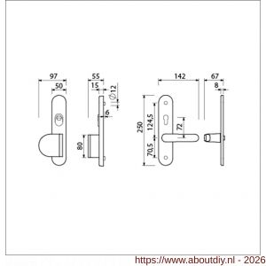 Ami VHB 250/15-90/83-378 KT senioren veiligheids Rotaveer duwer-kruk langschildgarnituur SKG*** kerntrekbeveiliging omkeer Archi Design VHB 250/15 kerntrek KT 72 omkeer deurduwer 90/83 links en deurkruk 378 Rota Irox 2 GTS - A10901103 - afbeelding 2