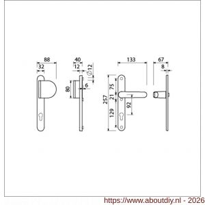 Ami VHB 257/32/2-90/83-378 veiligheids Rotaveer duwer-kruk smalschildgarnituur SKG** ovaal VHB 257/32/2 profielcilinder PC 92 deurduwer 90/83 rechts F1 en deurkruk 378 Rota 257/32/2 profielcilinder PC 92 deurdikte 53-57 mm - A10900854 - afbeelding 2
