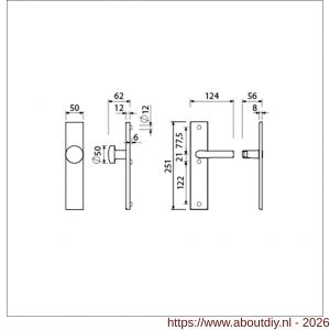 Ami VHB 251/50-169/50 veiligheidsvoordeur-knoplangschildgarnituur SKG*** VHB 251/50 knop 169/50 buiten en binnen blind en deurkruk 332 F1 deurdikte 38-42 mm - A10901071 - afbeelding 2