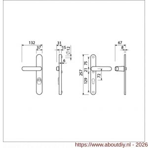 Ami VHB 257/37/2-373 KT veiligheids Rotaveer kruk-kruk smalschildgarnituur SKG*** kerntrekbeveiliging ovaal VHB en deurkruk 373 vastdraaibaar 257/37/2 kerntrek KT 72 F1 en deurkruk 378 Rota 257/32/2 profielcilinder PC 72 - A10901649 - afbeelding 2