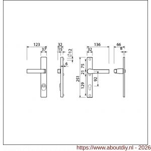 Ami VHB 251/37-353 KT veiligheids Rotaveer kruk-kruk smalschildgarnituur SKG*** kerntrekbeveiliging VHB 251/37 kerntrek KT 92 en deurkruk 353 vastdraaibaar F1 en deurkruk 379 Rota 251/32 profielcilinder PC 92 deurdikte 53-57 mm - A10901618 - afbeelding 2