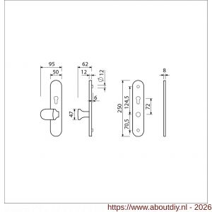 Ami VHB 250/50/1-145 senioren veiligheidsvoordeur-knoplangschildgarnituur SKG** ovaal omkeer VHB 250/50/1 profielcilinder PC 72 omkeer Varo knop 145 zonder deurkruk F1 deurdikte 38-42 mm 2G - A10900859 - afbeelding 2