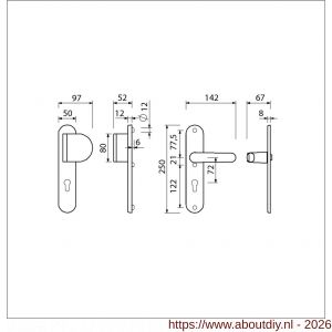 Ami VHB 250/50/1-90/83-378 veiligheids Rotaveer duwer-kruk langschildgarnituur SKG*** ovaal VHB 250/50/1 profielcilinder PC 72 deurduwer 90/83 rechts en deurkruk 378 Rota deurdikte 53-57 mm F1 - A10900959 - afbeelding 2