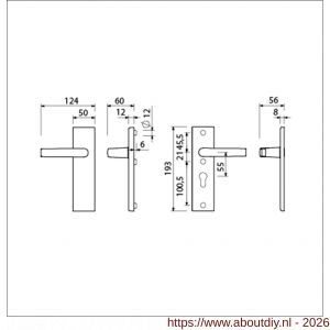 Ami VHB 193/50 veiligheidskortschild SKG*** VHB 193/50 buiten blind en binnen profielcilinder PC 55 met deurkruk 332 F1 deurdikte 38-42 mm - A10901351 - afbeelding 2