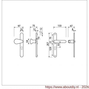 Ami VHB 257/32/2-173-378 veiligheids Rotaveer kruk-kruk smalschildgarnituur SKG** ovaal VHB knop 173 Rota 257/32/2 profielcilinder PC 55 F1 en deurkruk 378 Rota 257/32/2 profielcilinder PC 55 deurdikte 53-57 mm - A10901585 - afbeelding 2