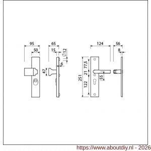 Ami VHB 251/15-144 KT veiligheidsvoordeur-knoplangschildgarnituur SKG*** kerntrekbeveiliging VHB 251/50/15 kerntrek KT 55 knop 144 en deurkruk 332 profielcilinder PC 55 F1 deurdikte 38-42 mm - A10901324 - afbeelding 2