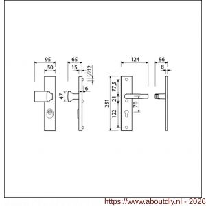 Ami VHB 251/15-144 KT veiligheidsvoordeur-knoplangschildgarnituur SKG*** kerntrekbeveiliging VHB 251/50/15 KT 70 knop 144 en deurkruk 332 M6 profielcilinder PC 70 F1 deurdikte 38-42 mm - A10901331 - afbeelding 2