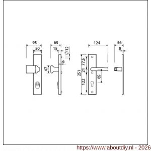 Ami VHB 251/15-144 KT veiligheidsvoordeur-knoplangschildgarnituur SKG*** kerntrekbeveiliging VHB 251/50/15 KT 85 knop 144 en deurkruk 332 M6 profielcilinder PC 85 F1 deurdikte 38-42 mm - A10901332 - afbeelding 2