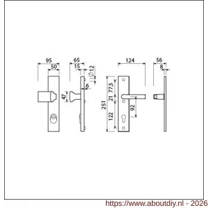 Ami VHB 251/15-144 KT veiligheidsvoordeur-knoplangschildgarnituur SKG*** kerntrekbeveiliging VHB 251/50/15 kerntrek KT 92 knop 144 en deurkruk 332 profielcilinder PC 92 F1 deurdikte 38-42 mm - A10901334 - afbeelding 2