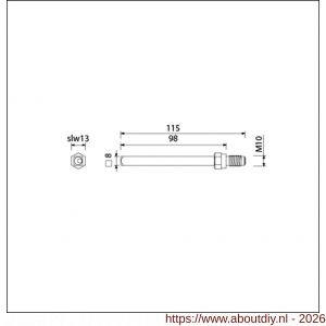 Ami deurbeslag gelagerde wissel Quickstift 8x115 mm (8x98) - A10900244 - afbeelding 2