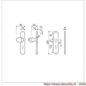 Ami VHB 250/50/1-145-378 veiligheids Rotaveer knop-kruk langschildgarnituur SKG*** ovaal VHB Varo knop 145 250/50/1 buiten en binnen profielcilinder PC 72 en deurkruk 378 Rota F1 deurdikte 53-57 mm - A10901049 - afbeelding 2