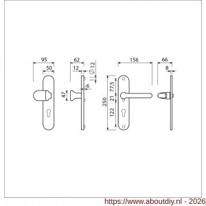 Ami VHB 250/50/1-145-378 veiligheids Rotaveer knop-kruk langschildgarnituur SKG*** ovaal VHB Varo knop 145 250/50/1 buiten en binnen profielcilinder PC 72 en deurkruk 386 Rota F1 deurdikte 53-57 mm - A10901050 - afbeelding 2