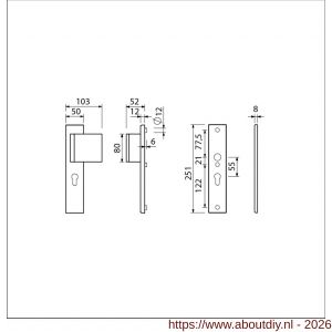 Ami VHB 251/50-90/80 veiligheidsvoordeur-duwerlangschildgarnituur SKG*** VHB 251/50 deurduwer 90/80 links profielcilinder PC 55 zonder deurkruk F2 deurdikte 38-42 mm - A10900997 - afbeelding 2