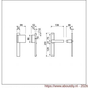 Ami VHB 251/32-90/80-379 veiligheids Rotaveer duwer-kruk smalschildgarnituur SKG** VHB 251/32 blind deurduwer 90/80 rechts F1 en deurkruk 379 Rota 251/32 blind deurdikte 53-57 mm - A10900817 - afbeelding 2