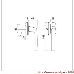 Ami 810 draai-kiep raamgreep 7x32 mm zwart 9005 structuur ovaal compleet - A10901781 - afbeelding 2