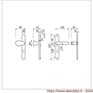 Ami VHB 257/32/2-173-378 veiligheids Rotaveer knop-kruk smalschildgarnituur SKG** Archi Design ovaal VHB 257/32/2 profielcilinder PC 72 knop 173 Varo Irox en deurkruk 378 Rota 257/32/2 profielcilinder PC 72 deurdikte 53-57 mm - A10901580 - afbeelding 2