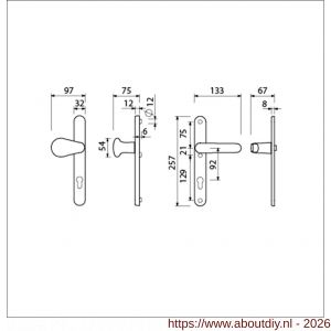 Ami VHB 257/32/2-173-378 veiligheids Rotaveer kruk-kruk smalschildgarnituur SKG** Archi Design ovaal VHB knop 173 Rota 257/32/2 profielcilinder PC 92 Irox en deurkruk 378 Rota 257/32/2 profielcilinder PC 92 deurdikte 53-57 mm - A10901610 - afbeelding 2