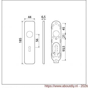 Ami 185/44 Klik kortschild aluminium sleutelgat SLG 56 zwart RAL 9005 structuur finish - A10900603 - afbeelding 2