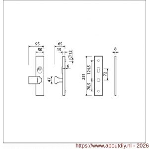 Ami VHB 251/15-144 KT senioren veiligheidsvoordeur-knoplangschildgarnituur SKG*** kerntrekbeveiliging omkeer VHB 251/50/15 kerntrek KT 72 omkeer knop 144 zonder deurkruk profielcilinder PC 72 omkeer F1 deurdikte 53-57 mm - A10901272 - afbeelding 2