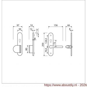 Ami VHB 250/50/1-90/83-386 senioren veiligheids Rotaveer duwer-kruk langschildgarnituur SKG** ovaal omkeer VHB 250/50/1 profielcilinder PC 72 omkeer deurduwer 90/83 links en deurkruk 386 Rota deurdikte 53-57 mm F1 - A10901138 - afbeelding 2