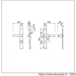 Ami VHB 251/37-353 KT veiligheids Rotaveer kruk-kruk smalschildgarnituur SKG*** kerntrekbeveiliging VHB 251/37 kerntrek KT 72 en deurkruk 353 vastdraaibaar F1 en deurkruk 379 Rota 251/32 profielcilinder PC 72 deurdikte 53-57 mm - A10901617 - afbeelding 2
