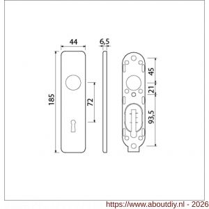 Ami 185/44 Klik kortschild aluminium sleutelgat SLG 72 zwart RAL 9005 structuur finish - A10900604 - afbeelding 2