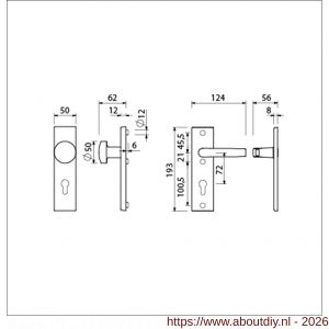 Ami VHB 193/50-169/50 veiligheidsvoordeur-knopkortschildgarnituur SKG*** VHB 193/50 knop 169/50 buiten en binnen profielcilinder PC 72 en deurkruk 332 deurdikte 38-42 mm - A10901037 - afbeelding 2
