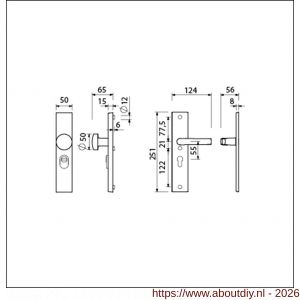 Ami VHB 251/15-169/50 KT veiligheidsvoordeur-knoplangschildgarnituur SKG*** kerntrekbeveiliging VHB 251/50/15 kerntrek KT 55 knop 169/50 en deurkruk 332 profielcilinder PC 55 F1 deurdikte 38-42 mm - A10901339 - afbeelding 2