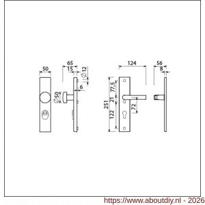 Ami VHB 251/15-169/50 KT veiligheidsvoordeur-knoplangschildgarnituur SKG*** kerntrekbeveiliging VHB 251/50/15 kerntrek KT 72 knop 169/50 en deurkruk 332 profielcilinder PC 72 F1 deurdikte 38-42 mm - A10901340 - afbeelding 2