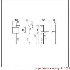 Ami VHB 251/15-90/80 KT veiligheidsvoordeur-duwerlangschildgarnituur SKG*** kerntrekbeveiliging VHB 251/50/15 kerntrek KT 92 deurduwer 90/80 links en deurkruk 332 profielcilinder PC 92 F1 deurdikte 38-42 mm - A10901182 - afbeelding 2