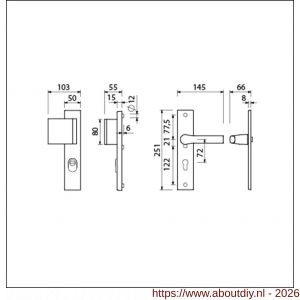 Ami VHB 251/15-90/80-379 KT veiligheids Rotaveer duwer-kruk langschildgarnituur SKG*** kerntrekbeveiliging VHB 251/50/15 kerntrek KT 72 deurduwer 90/80 links en deurkruk 379 Rota profielcilinder PC 72 F1 deurdikte 38-42 mm - A10901142 - afbeelding 2