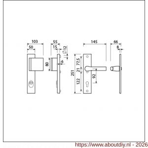 Ami VHB 251/15-90/80-379 KT veiligheids Rotaveer duwer-kruk langschildgarnituur SKG*** kerntrekbeveiliging VHB 251/50/15 kerntrek KT 92 deurduwer 90/83 rechts en deurkruk 379 Rota profielcilinder PC 92 F1 deurdikte 53-57 mm - A10901151 - afbeelding 2