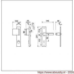 Ami VHB 251/15-90/80-379 KT veiligheids Rotaveer duwer-kruk langschildgarnituur SKG*** kerntrekbeveiliging VHB 251/50/15 kerntrek KT 92 deurduwer 90/80 links en deurkruk 379 Rota profielcilinder PC 92 F1 deurdikte 38-42 mm - A10901144 - afbeelding 2