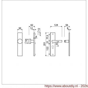 Ami VHB 251/50-169/50 veiligheidsvoordeur-knoplangschildgarnituur SKG*** VHB 251/50 knop 169/50 buiten blind binnen profielcilinder PC 55 en deurkruk 332 F1 deurdikte 38-42 mm - A10901078 - afbeelding 2