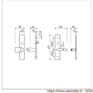 Ami VHB 251/50-144 senioren veiligheidsvoordeur-knoplangschildgarnituur SKG** omkeer VHB 251/50 profielcilinder PC 72 omkeer knop Varo 144 profielcilinder PC 72 omkeer en deurkruk 332 M6 F1 deurdikte 38/45 - A10900860 - afbeelding 2